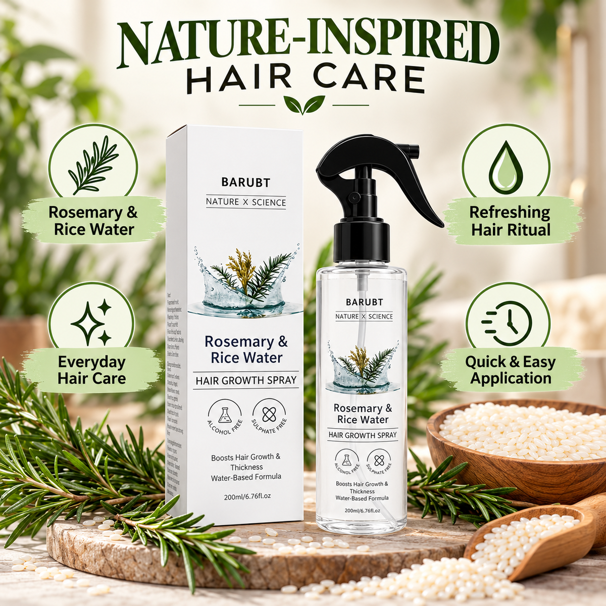 Rosemary & Rice Water Hair Spray