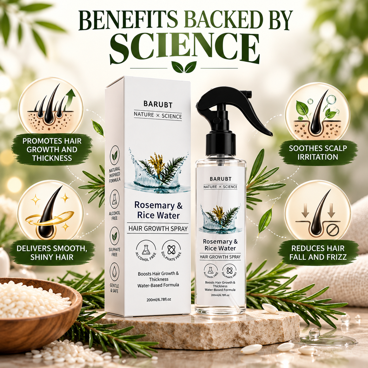 Rosemary & Rice Water Hair Spray